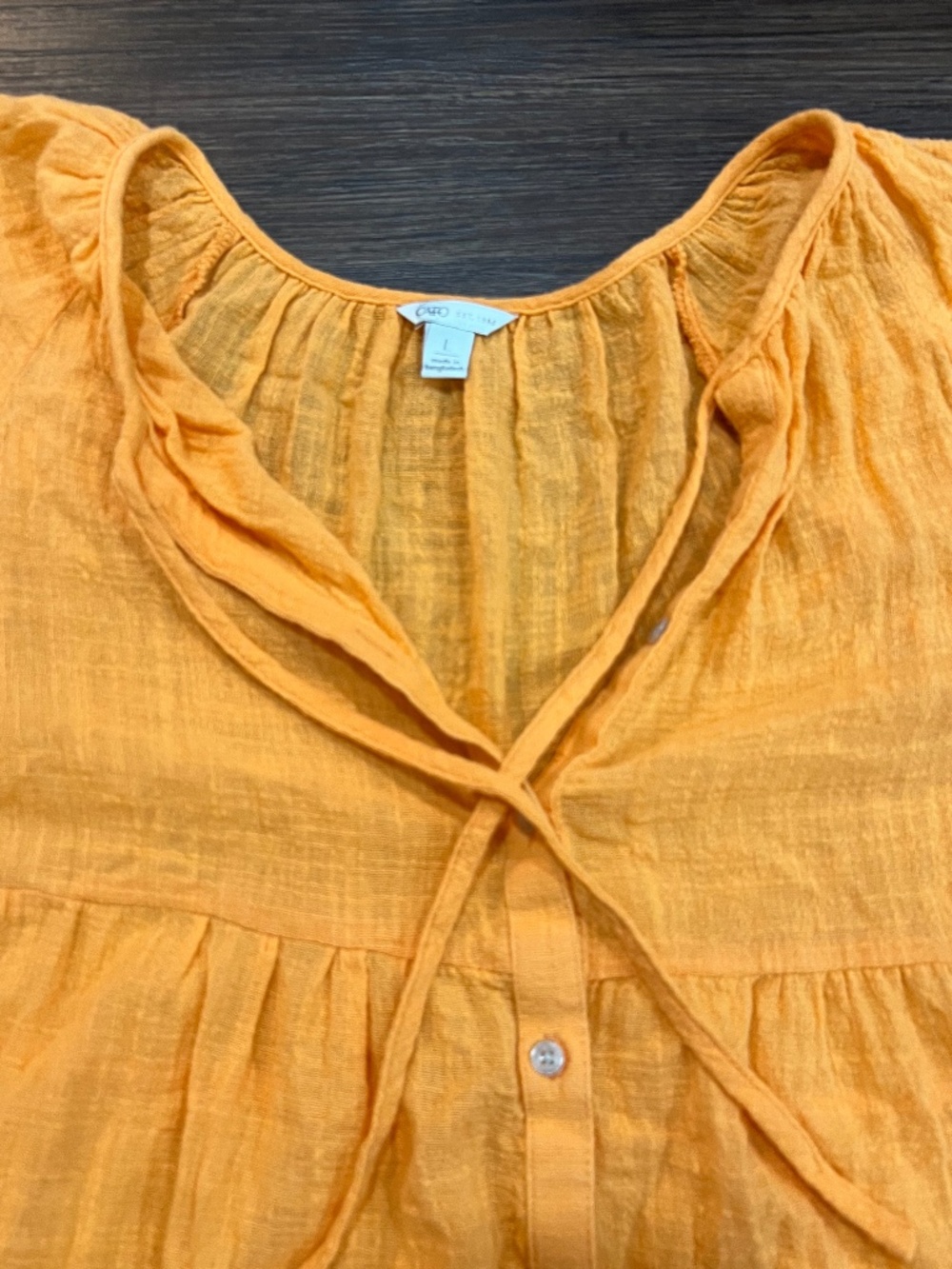 Orange Ruffle Tunic Top L Beach Flowy Fairy Cottage Boho Feminine Summer Resort - Picture 2 of 8